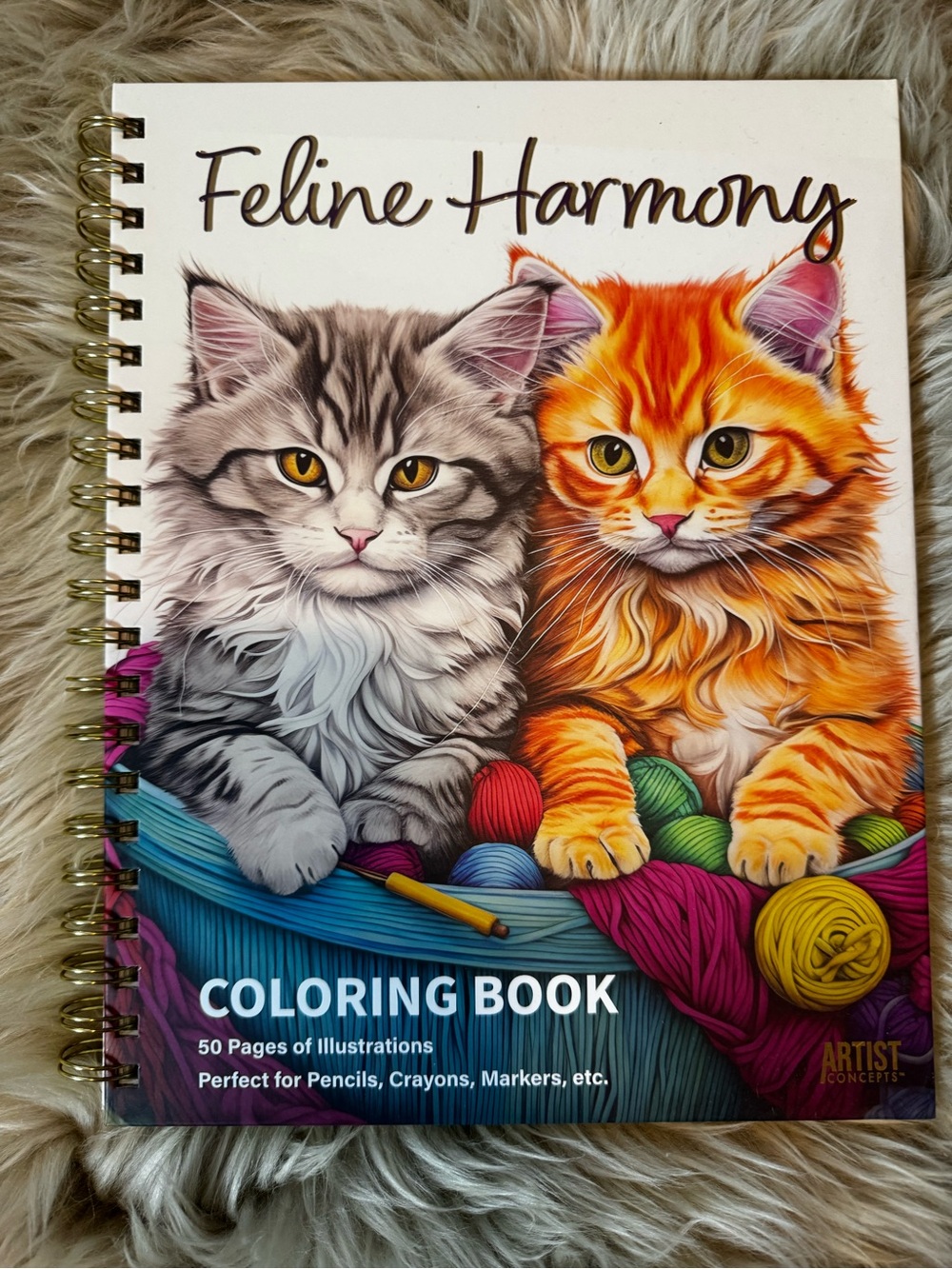 Feline Harmony Coloring Book - - Orange & Gray Cats